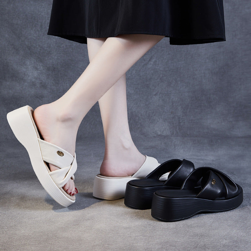 Femme Cross-Strap Platform Rutsjebåndsandaler Stilla
