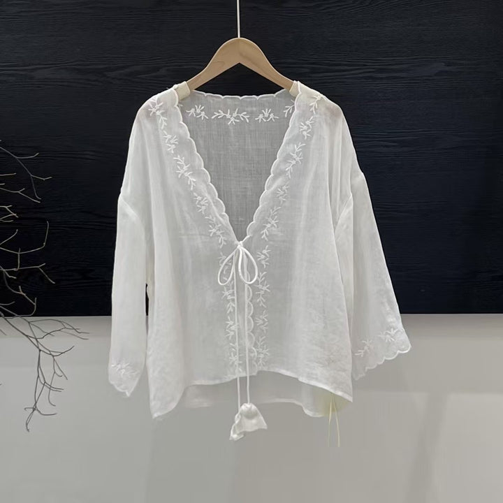 Femme Letvægts Broderet Kimono Bluse Stilla