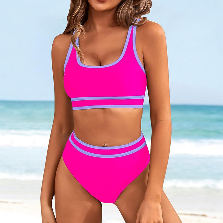 Dame bikini-sæt med høj talje og sporty design Stilla