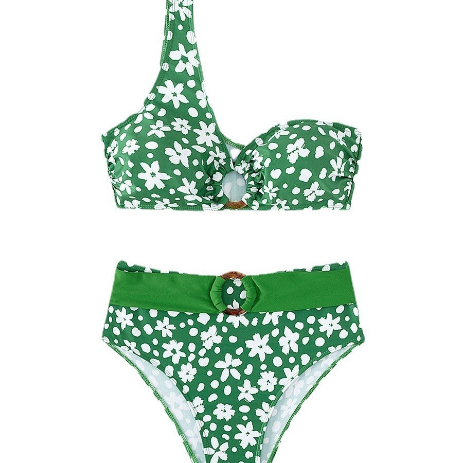 Femme One-Shoulder Blomsterprint Bikini-Sæt Stilla