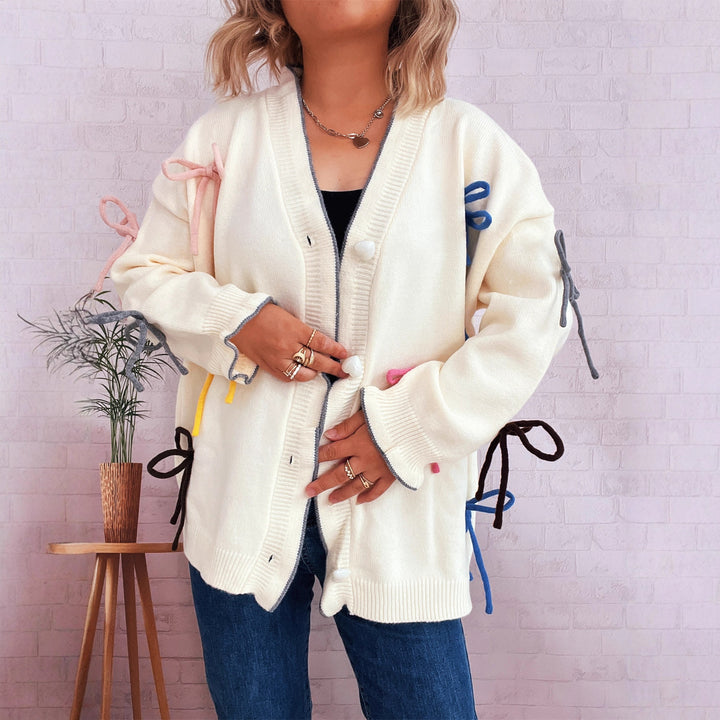 Kvinders cardigan med farverige bue accenter og oversized snit Stilla