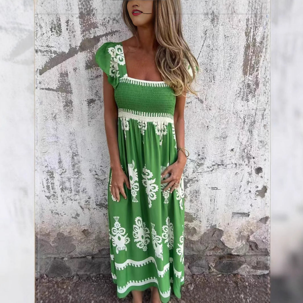 Dame Maxikjole med høj kvalitet Smock-overdel og florale detaljer Stilla