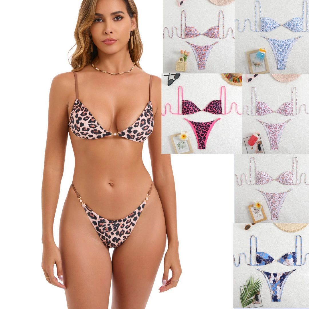 Femme Blomster Mønstret Trekant-Bikini-Sæt Stilla