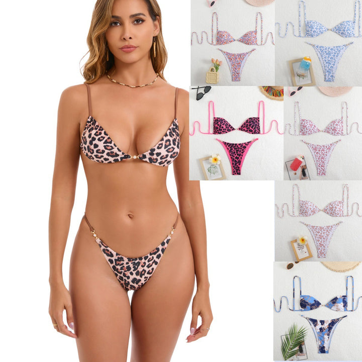 Femme Blomster Mønstret Trekant-Bikini-Sæt Stilla