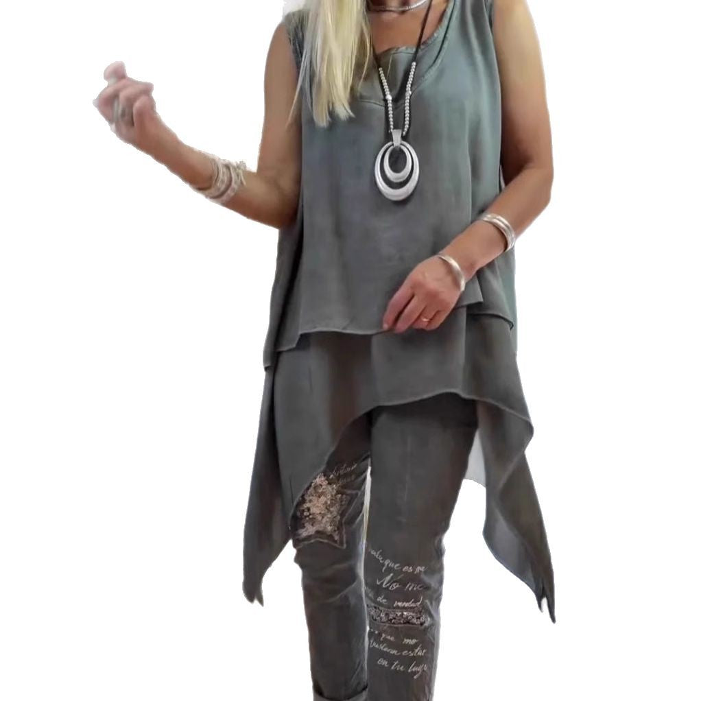 Dame luftig Longtop med asymmetrisk søm og minimalistisk silhuet Stilla