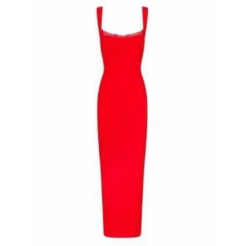 Damer Elegant Firkantet Hals Bodycon Kjole Stilla