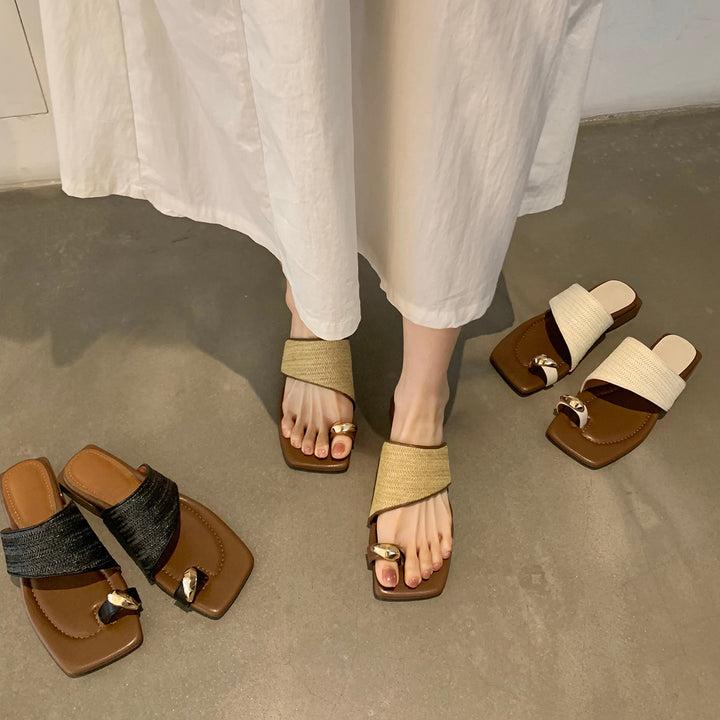 Dame Kvadre Tæer Rutsj-Sandaler med elegant vævet rem Stilla