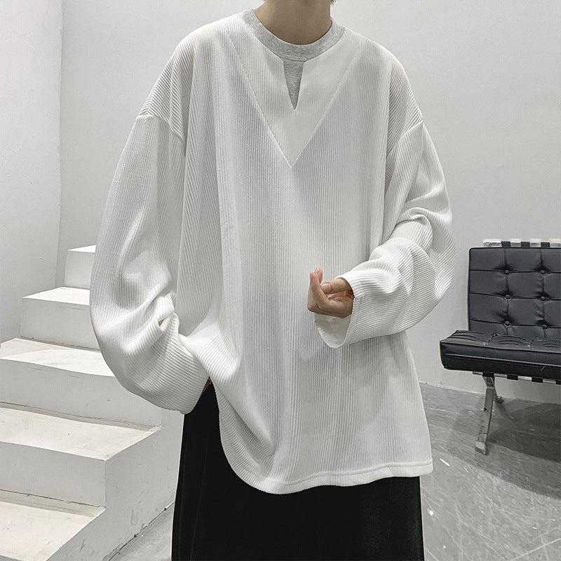 Dame afslappet oversized pullover med struktureret design og moderne V-udskæring Stilla