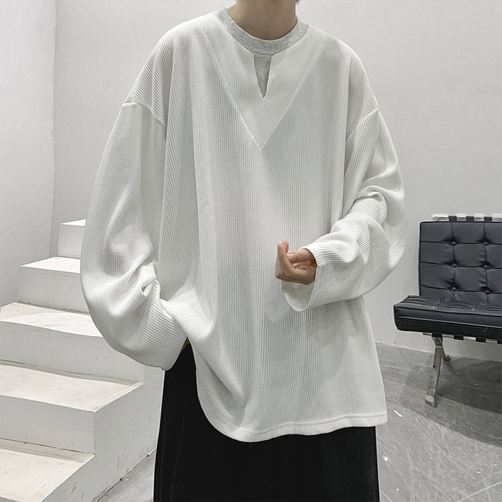 Dame afslappet oversized pullover med struktureret design og moderne V-udskæring Stilla