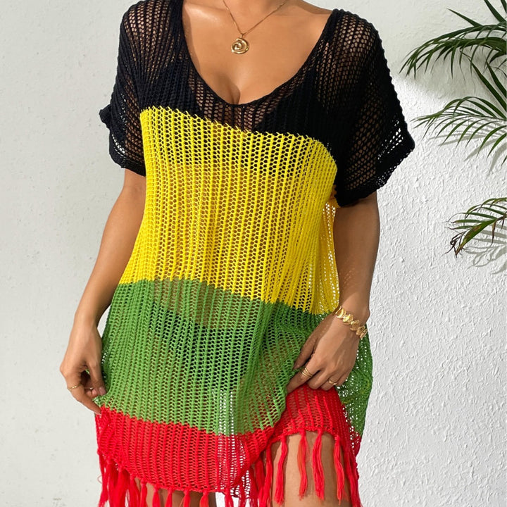Femme Vibrant Hæklet Fringed Strandbeklædning Tunika Stilla