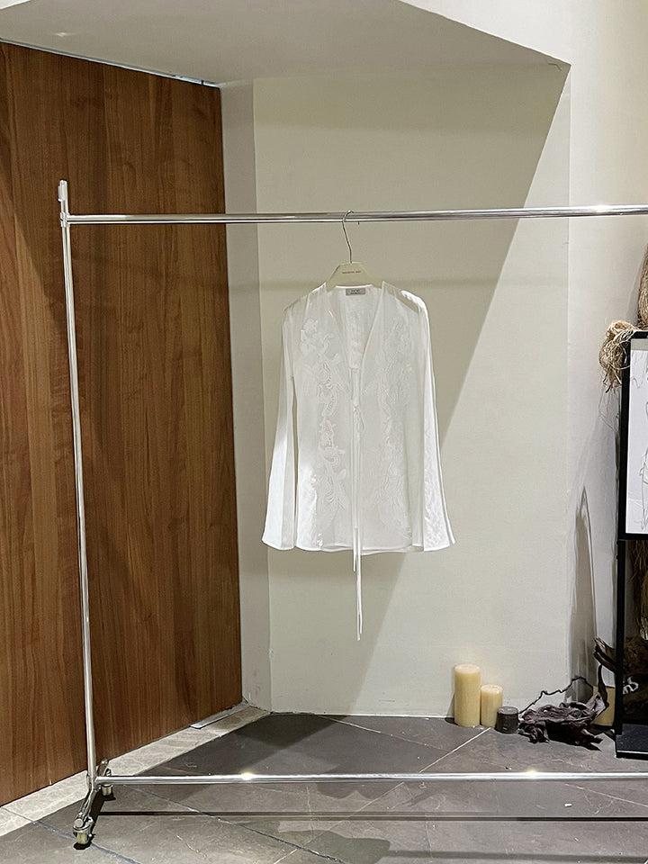 Dame elegant og kunstnerisk broderet bluse Stilla