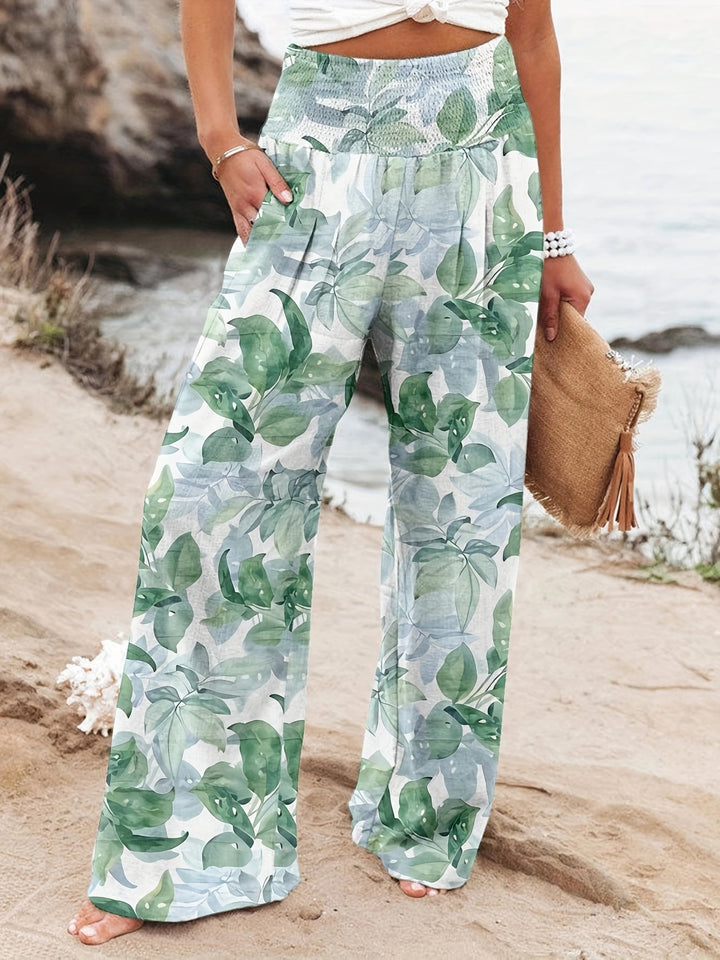 Dame Løs fit Strandbukser med blomsterprints og elastisk talje Stilla