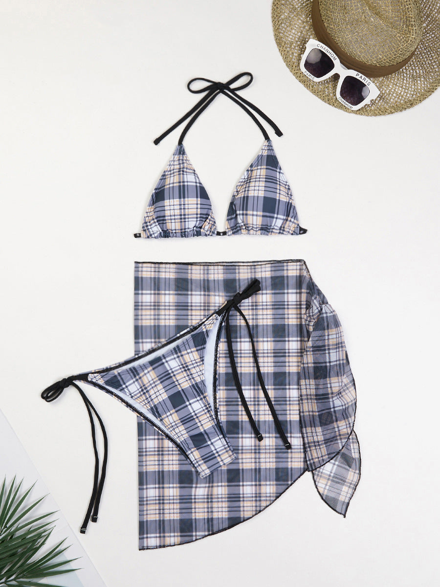 Dame Triangle Bikini Sæt med gennemsigtigt Cover-Up Stilla