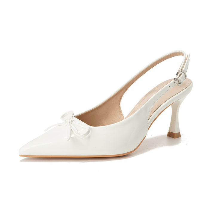 Dame Patentreifen Slingback hæle med dekorativt sløjfe-detalje Stilla