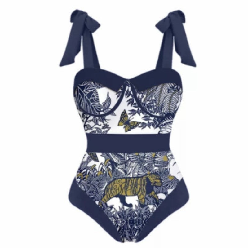 Dame étteil Badeanzug med blomsterpatter og matchende omslagsskal Stilla