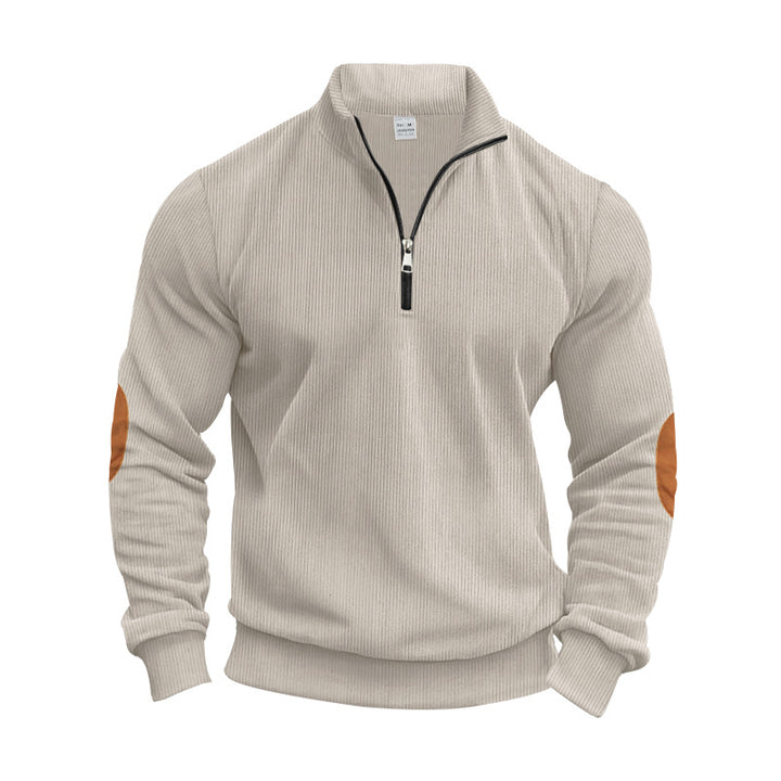 Herrer sportslig sweater med halv lynlås og kontrasterende albue-patches Stilla