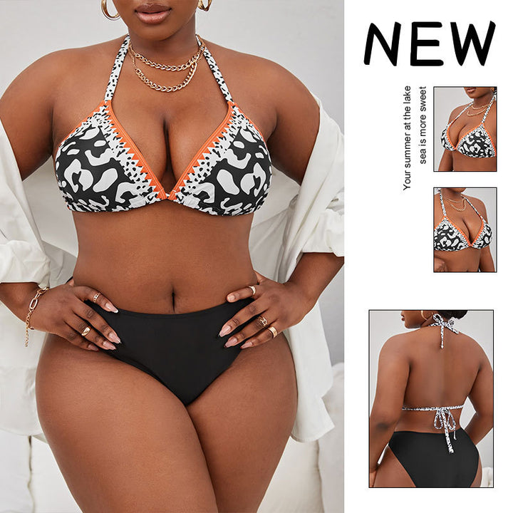 Dame triangel-bikini med spændende leopardprint Skovae