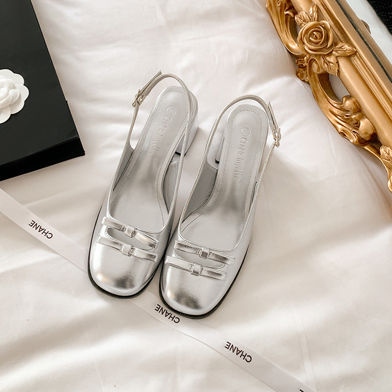Dame Slingback Blockhæls Pumps med elegant Sløjfedetalje Stilla