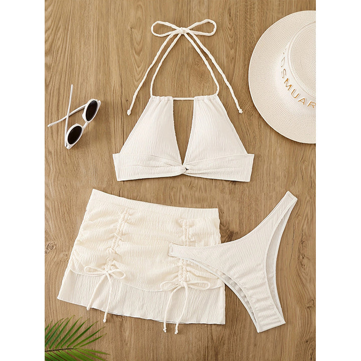 Femme Triangle Halterneck Bikini Sæt med Rüschenschriftzug Stilla