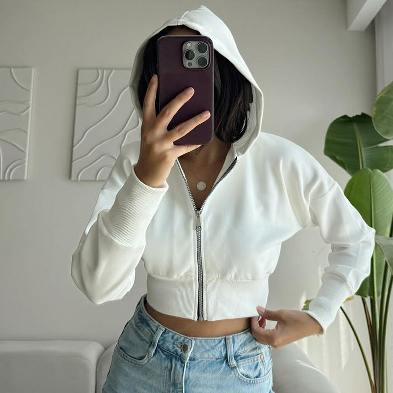 Dame Crop Hoodie med moderne lynlås og afslappet snit Stilla