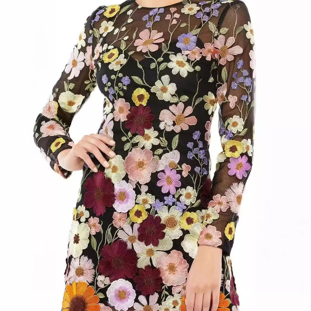 Damer Broderet Blomsterkjole Skovae