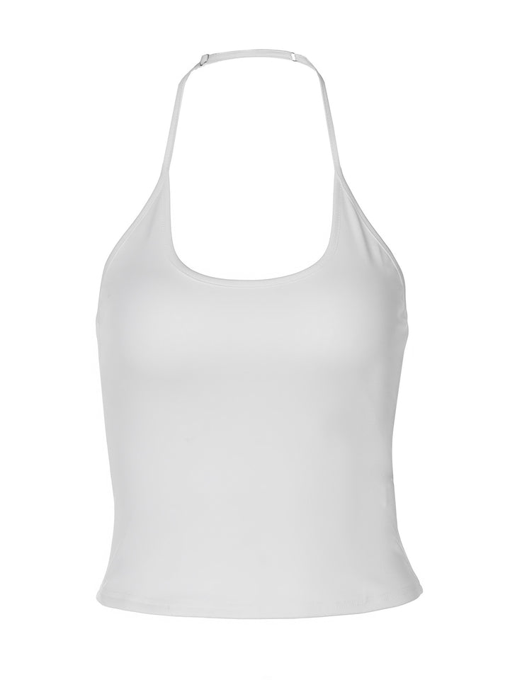 Dame Elegante Cropped-Haltertop med brede stropper og figursyet snit Stilla