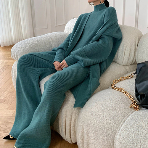 Femme Cozy Knit Tre-Delt Lounge Sæt Stilla