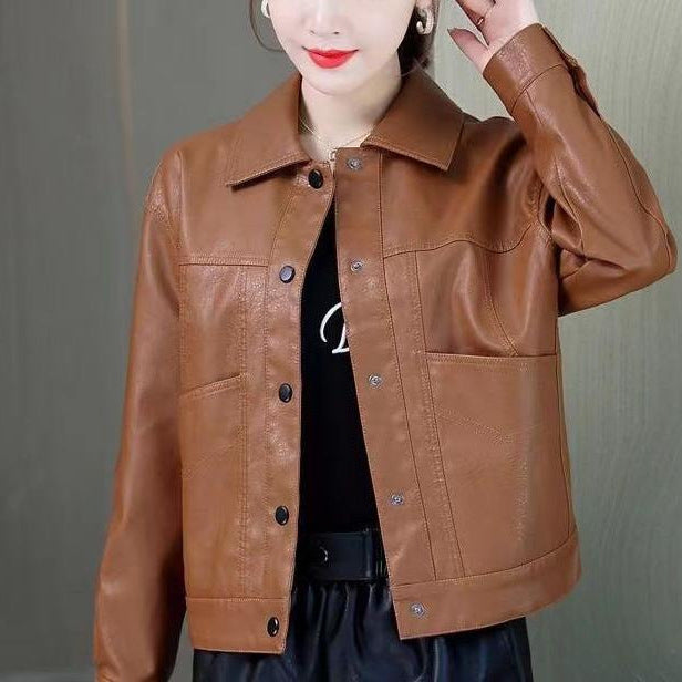 Dame Chic Læderjakke i Moderne Biker Stil Stilla