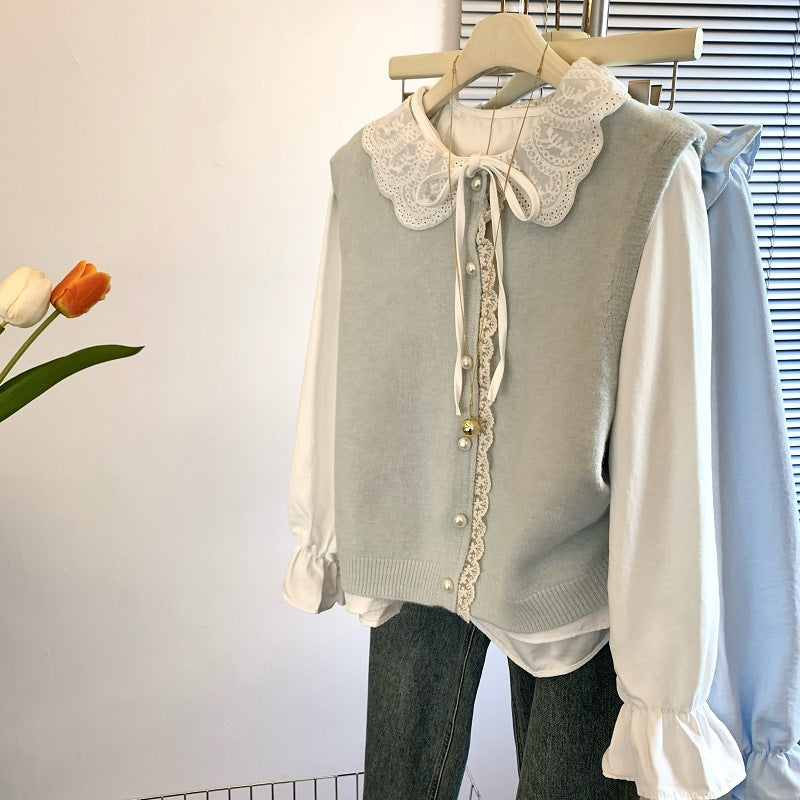 Femme Spidsbesat Button-Up Strikvest Stilla