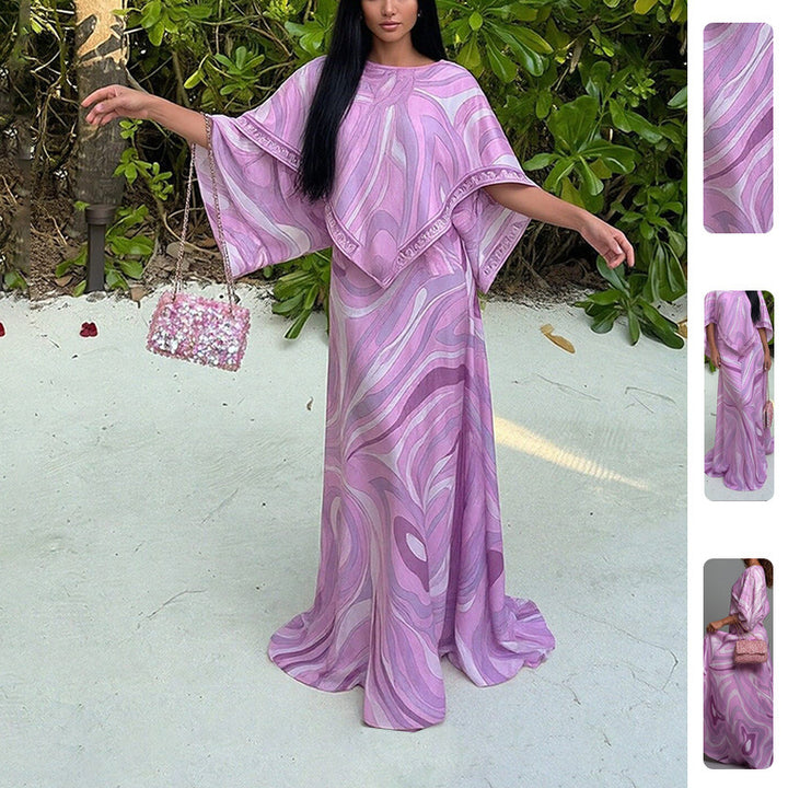 Kvinders Plus Size Maxi Kjole med Flydende Snit og Asymmetrisk Design Stilla