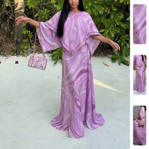Kvinders Plus Size Maxi Kjole med Flydende Snit og Asymmetrisk Design Stilla