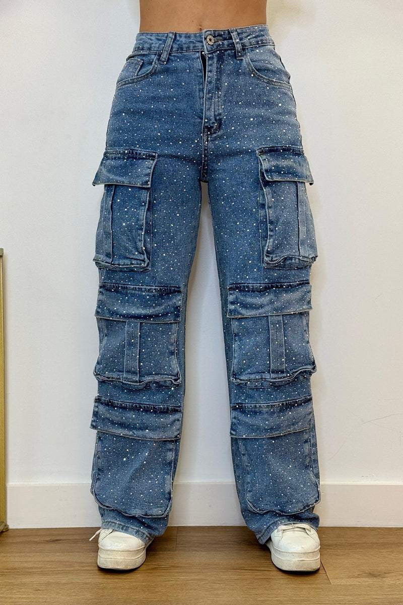 Dame Cargo Jeans med praktiske lommer og afslappet snit Stilla