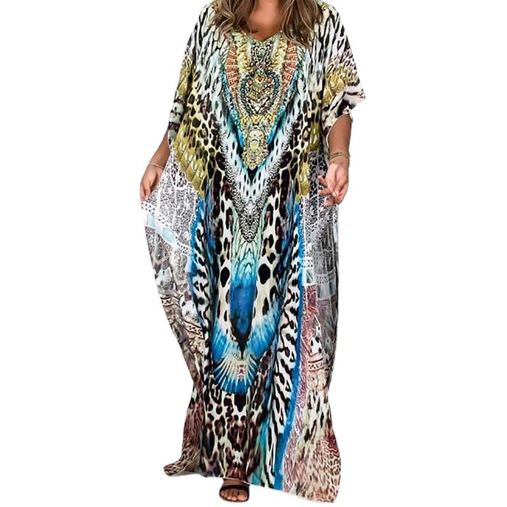 Dame Strandkaftan med udtryksfuldt dyremotiv og elegant snit Stilla