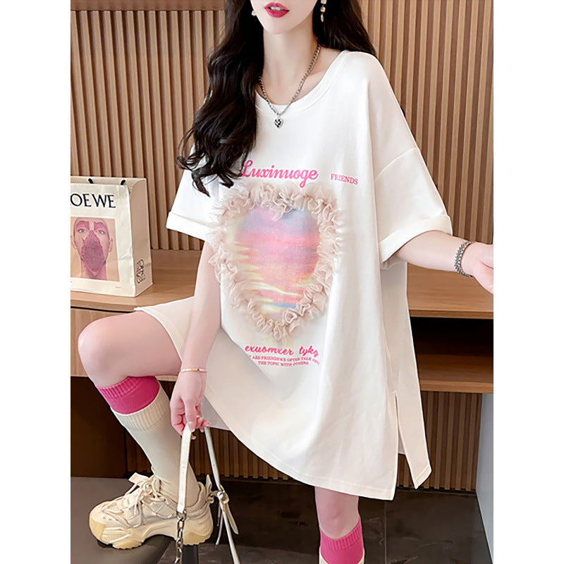 Femme Grafiktryk T-Shirt Kjole Stilla