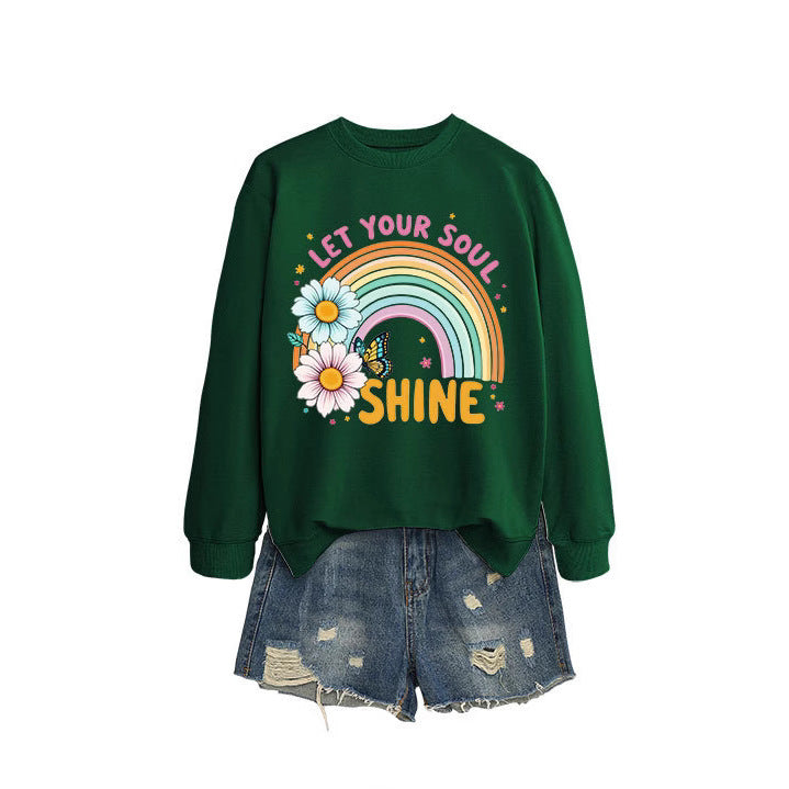 Kvinders sweatshirt med farverig gradient og blomster grafisk design Stilla