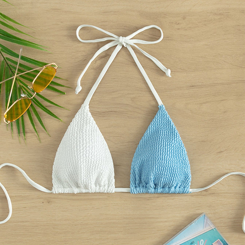 Dame triangel-bikinioberdel med justerbare snøre detaljer og elastisk materiale Stilla