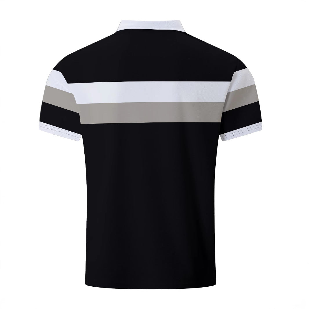 Herre poloshirt med moderne blokstribemønster Stilla