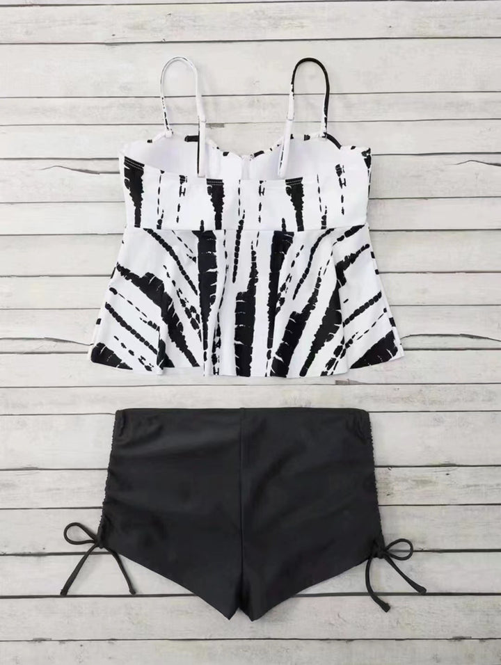 Dame badetøjssæt med moderne peplum-top og justerbar bukselinning Stilla