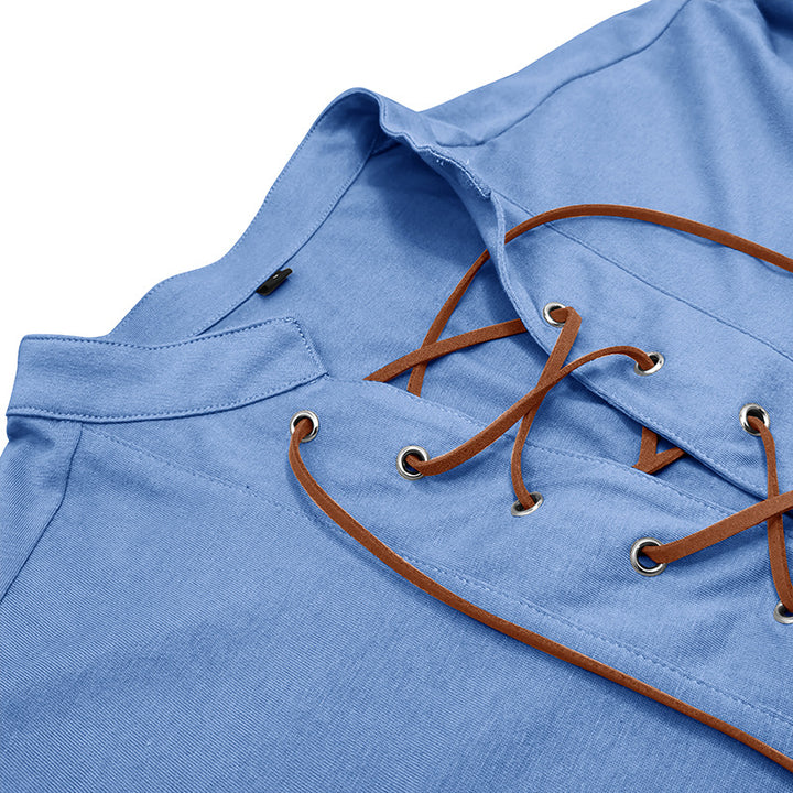 Herrer Langærmet Henley-Skjorte med trendy snøring og fashionable detaljer Stilla