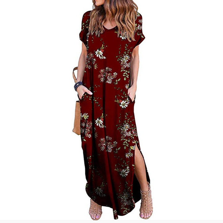 Dame Floral Maxi Kjole med siden Slids Stilla