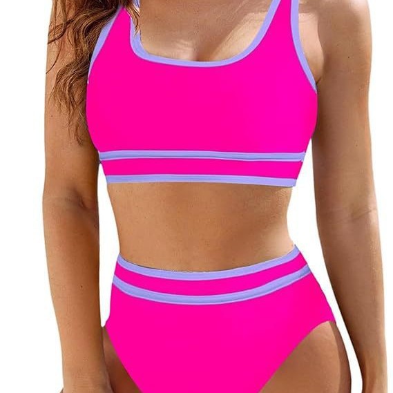 Dame Sporty Bikini-sæt med højtskaffet underdel og brede stropper Stilla