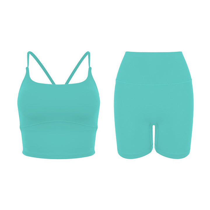 Dame Sporty Set lavet af åndbart materiale med tanktop og højtaljede shorts Stilla