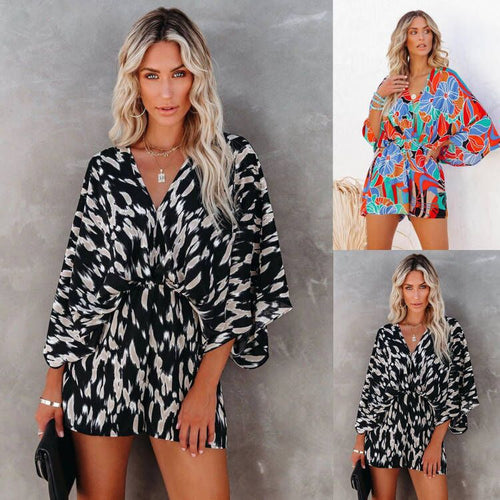 Dame Floral Print Bælte Dyr Kimono Overall Stilla