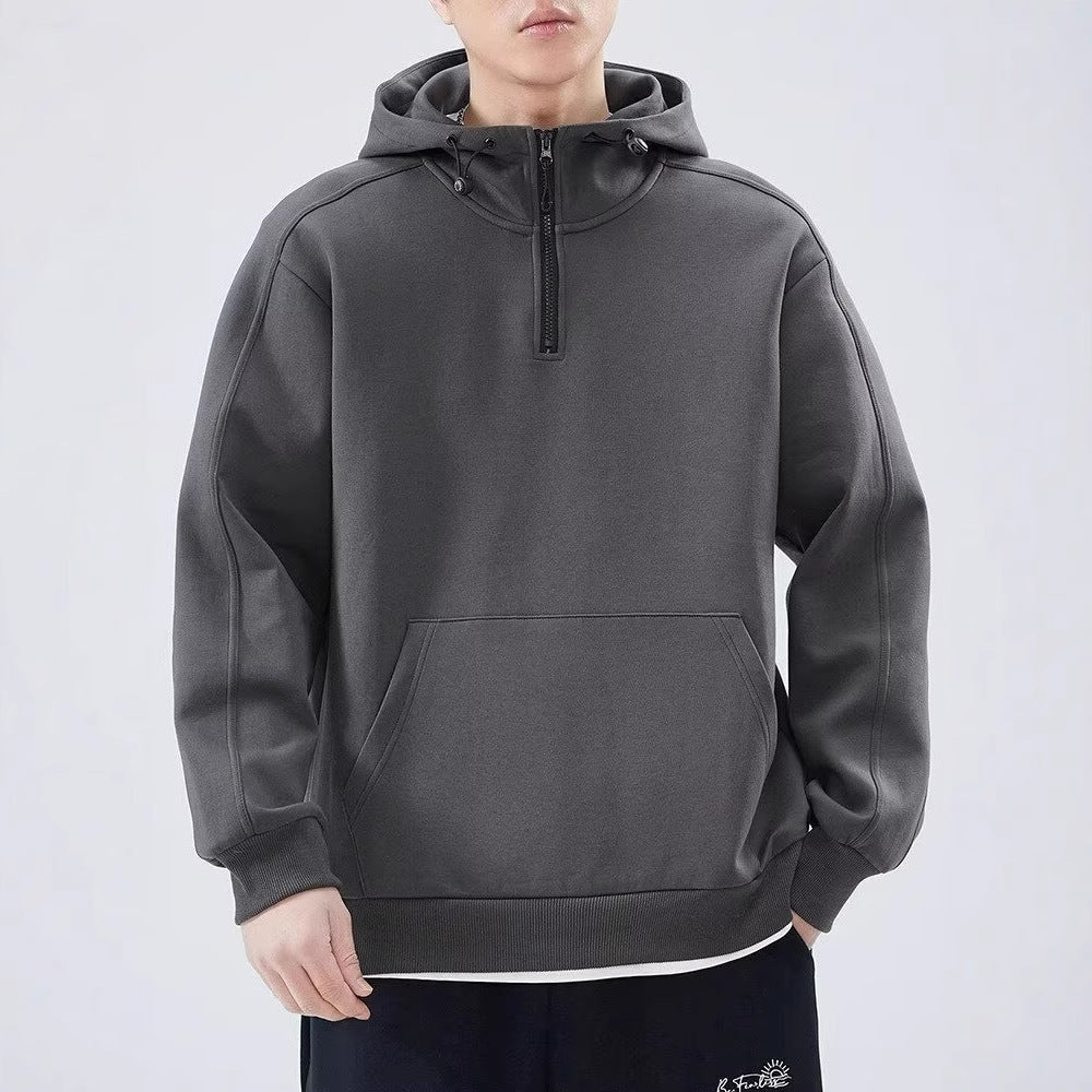 Herrer høj kvalitet hættepullover med moderne ståkrave og praktisk lynlås Stilla
