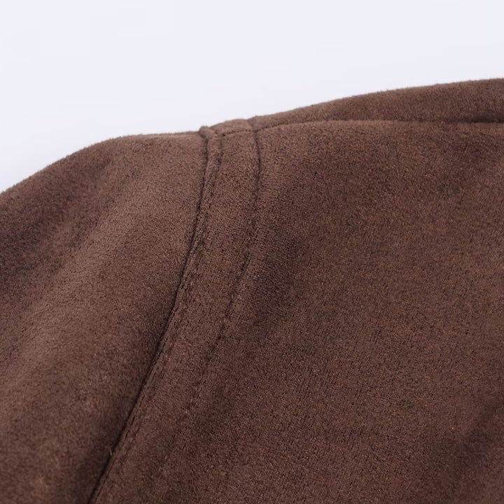 Dame elegant Suede Blazerjakke med talje bælte Stilla
