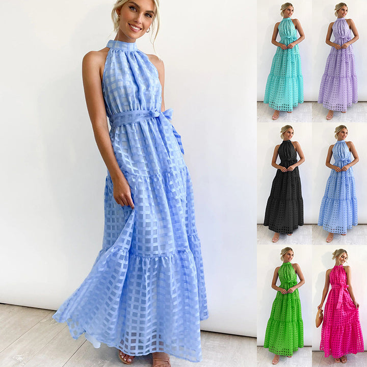 Dame maxikjole med svajende skørt og elegant rynkning Stilla