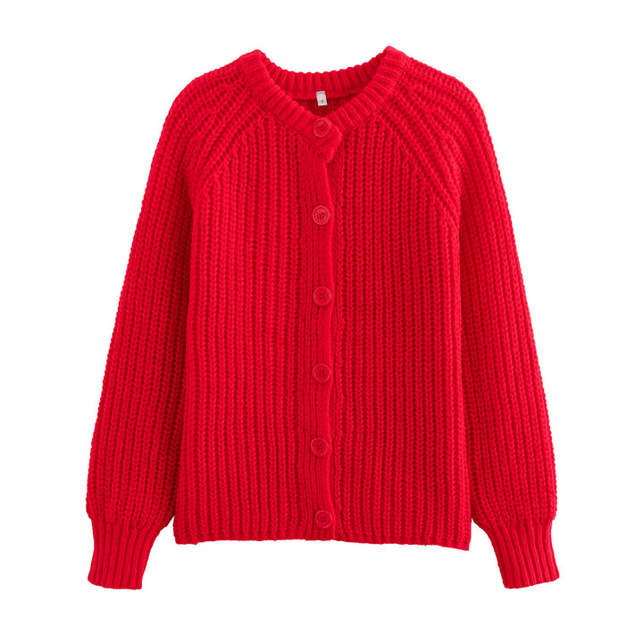 Kvinder hyggelig cardigan med vertikal rib struktur og store knapper Stilla