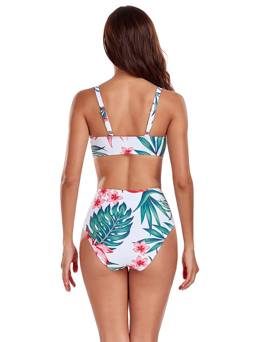 Femme Floral Print Bikini og Transparent Maxi Cover-Up Sæt Stilla