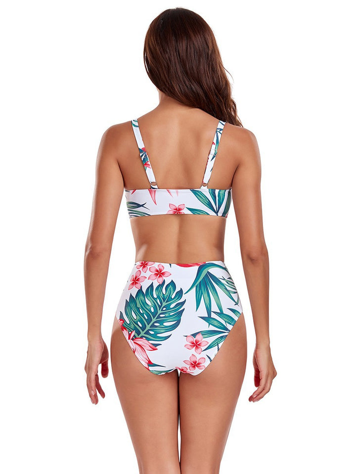 Femme Floral Print Bikini og Transparent Maxi Cover-Up Sæt Stilla