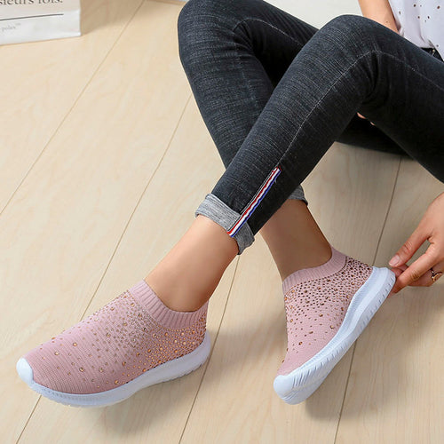 Dame Glitrende Sneakers med elastisk strikket overdel og skridsikker sål Stilla